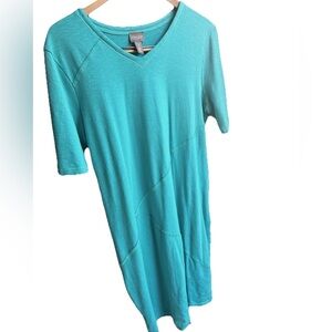 Chico's Aqua V-Neck Midi Dress